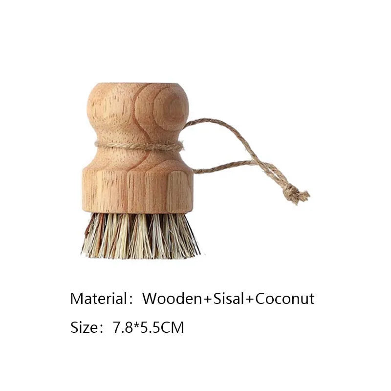 Cepillo para platos de cocina Mango de madera y coco de sisal Herramientas de limpieza multifuncionales Cepillo para fregar de cocina