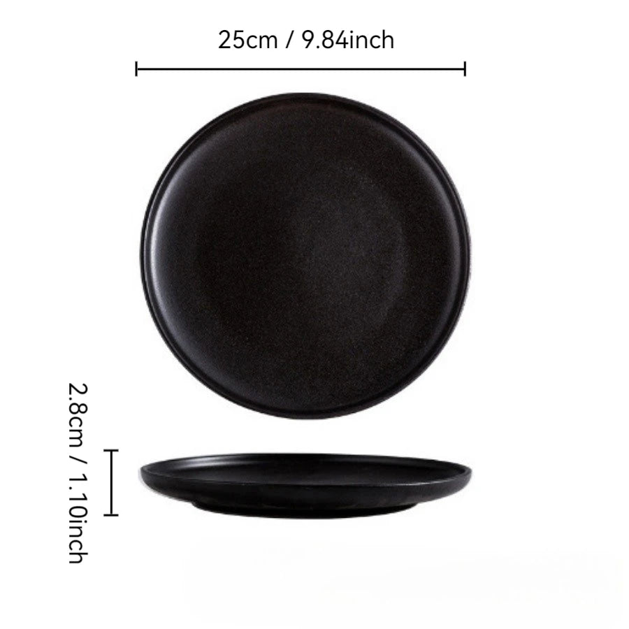 Japanese Style Black Ceramic Plate Set