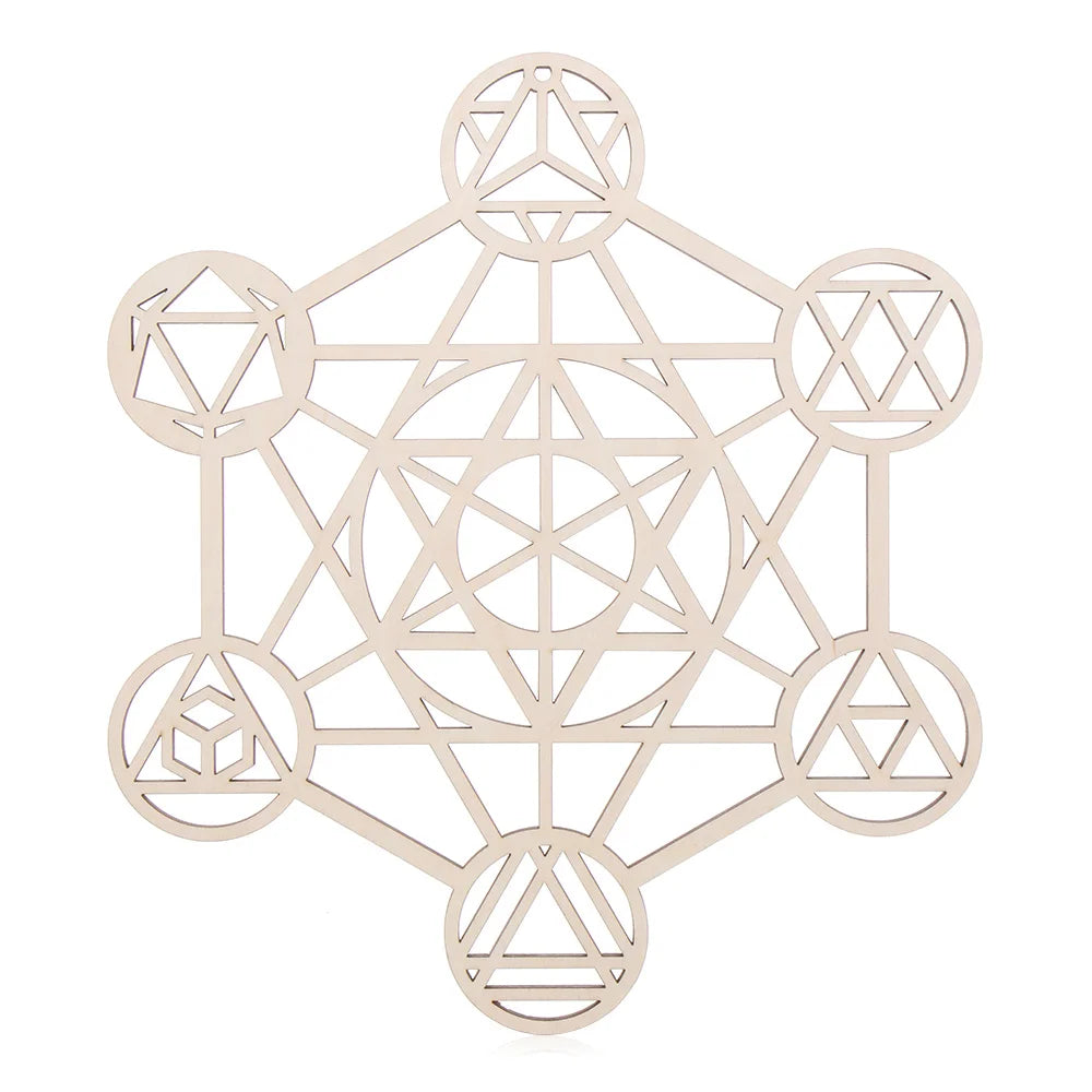 Wooden Wall Art Home Decor Flower Of Life Energy Mat Decorative Boards Crafts Slice Wood Base Coasters Sacred Geometry Ornament