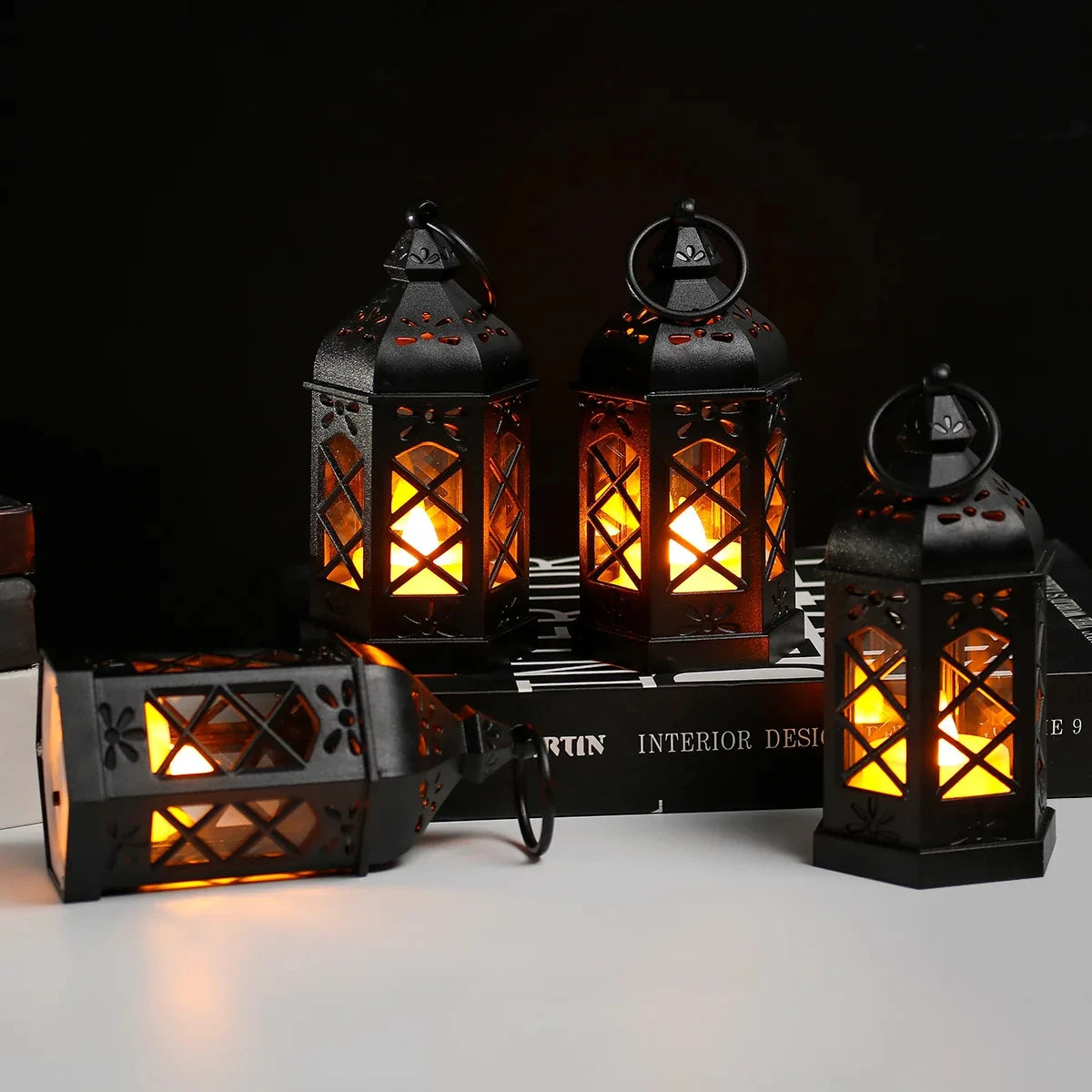 Retro Desktop Lamp - Halloween Ambient Decor & Creative Gift, Hexagonal LED Wind/Candle Lamp, Portable Pony Lamp