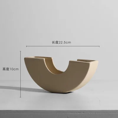 Nordic Minimalist Ceramic Tabletop Vase Ornaments Dried Flower Arrangement Creative Irregular Art Living Room Vases Decoration