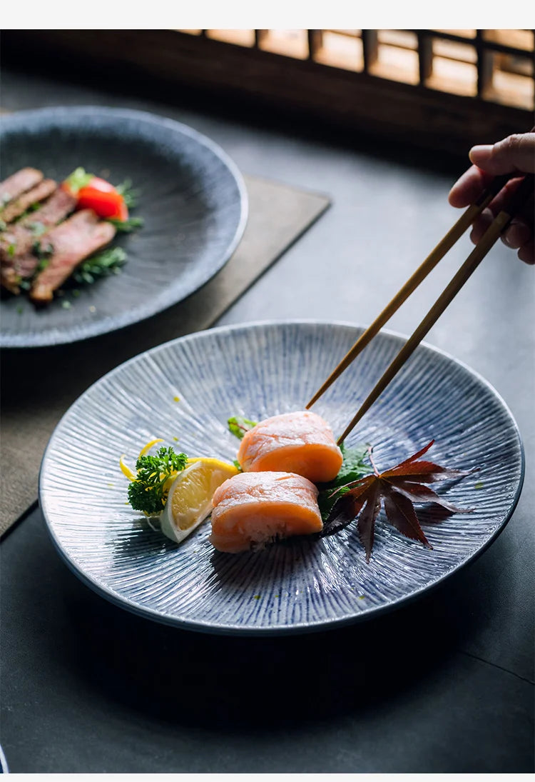 Japanese Style Flat Ceramic Plate – Elegant Dining