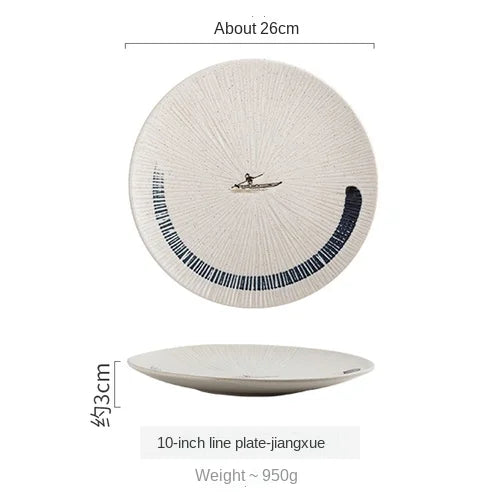 Japanese Style Flat Ceramic Plate – Elegant Dining