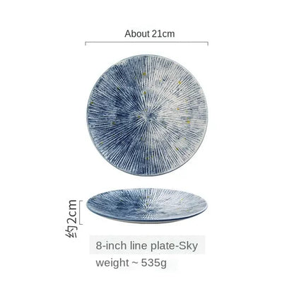 Japanese Style Flat Ceramic Plate – Elegant Dining