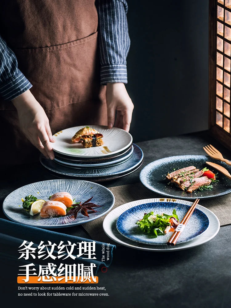 Japanese Style Flat Ceramic Plate – Elegant Dining