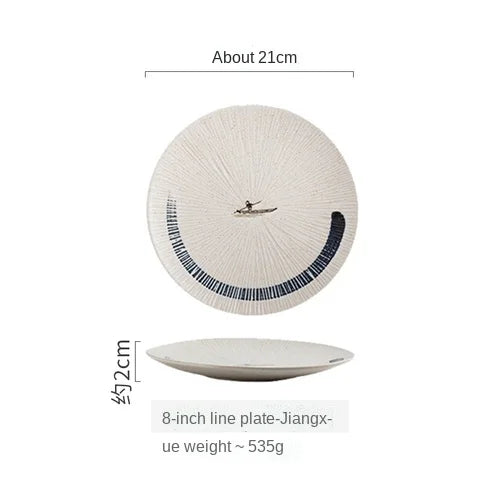Japanese Style Flat Ceramic Plate – Elegant Dining