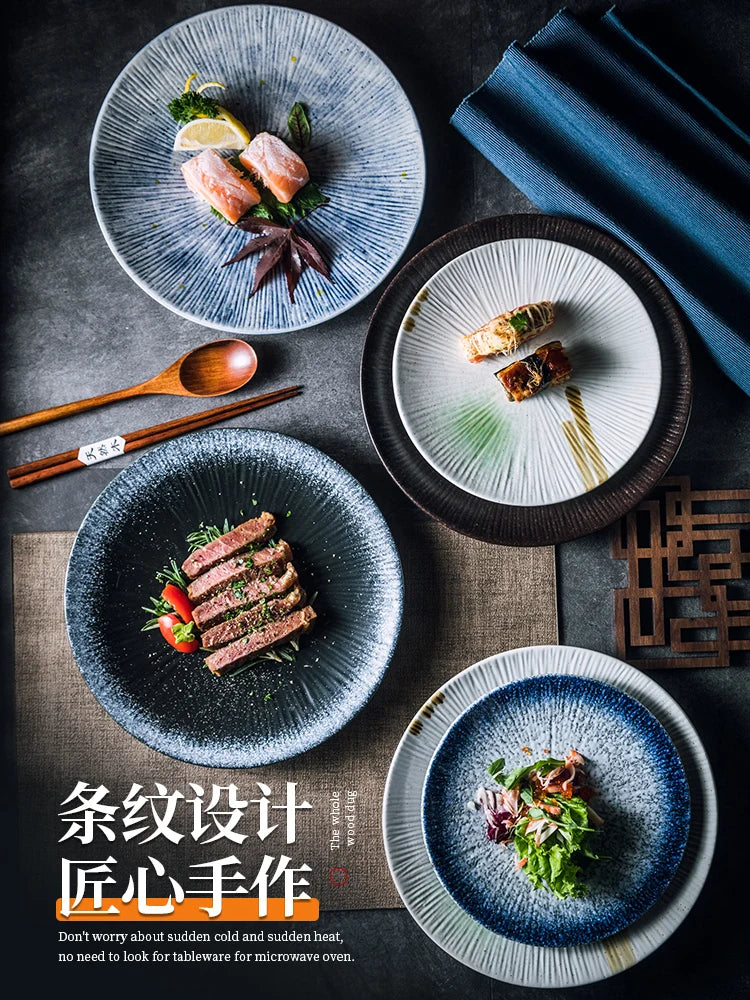 Japanese Style Flat Ceramic Plate – Elegant Dining