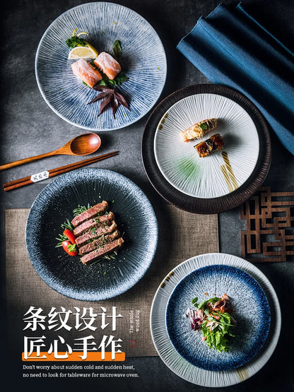 Japanese Style Flat Ceramic Plate – Elegant Dining