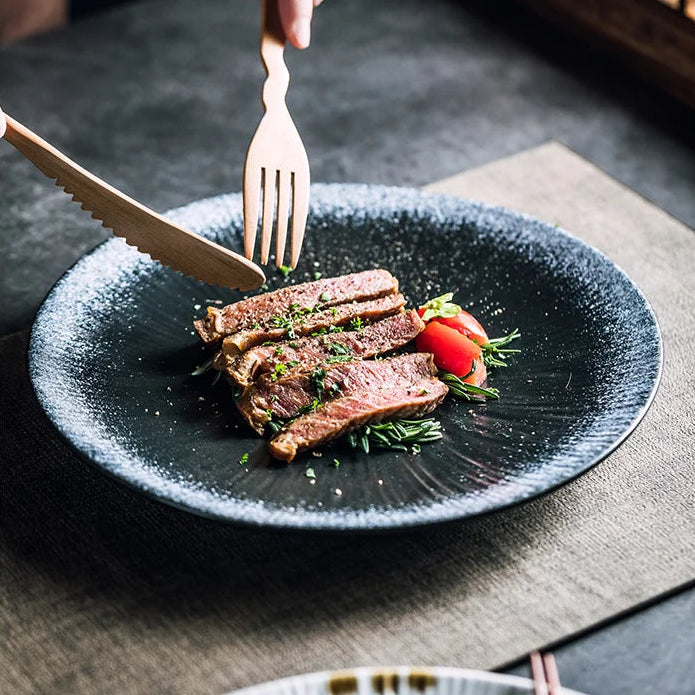 Japanese Style Flat Ceramic Plate – Elegant Dining