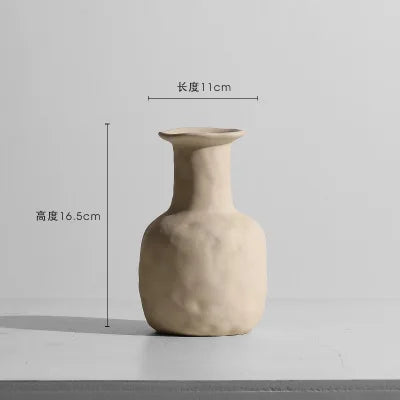 Nordic Minimalist Ceramic Tabletop Vase Ornaments Dried Flower Arrangement Creative Irregular Art Living Room Vases Decoration