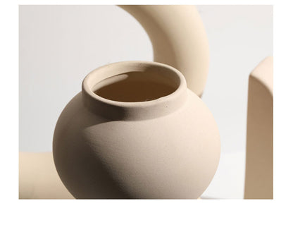 Nordic Minimalist Ceramic Tabletop Vase Ornaments Dried Flower Arrangement Creative Irregular Art Living Room Vases Decoration