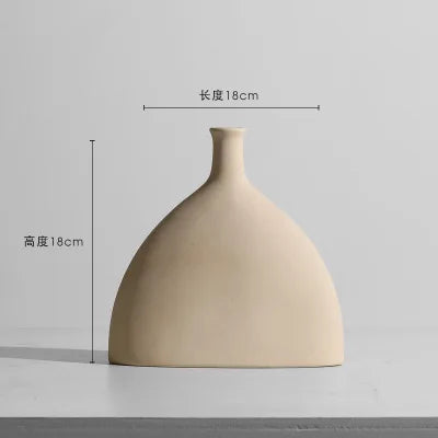 Nordic Minimalist Ceramic Tabletop Vase Ornaments Dried Flower Arrangement Creative Irregular Art Living Room Vases Decoration