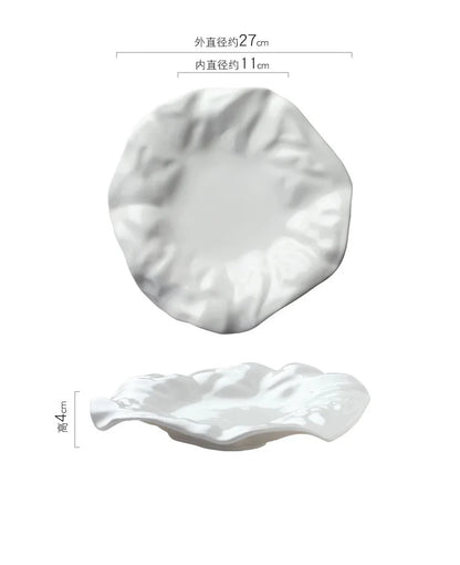Plato de cerámica irregular blanco para cocina occidental, vajilla ondulada para el hogar, bandeja para postres y frutas, decoración para restaurante y hogar.