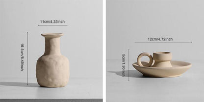 Nordic Minimalist Ceramic Tabletop Vase Ornaments Dried Flower Arrangement Creative Irregular Art Living Room Vases Decoration