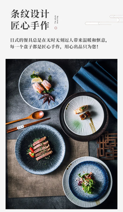 Japanese Style Flat Ceramic Plate – Elegant Dining