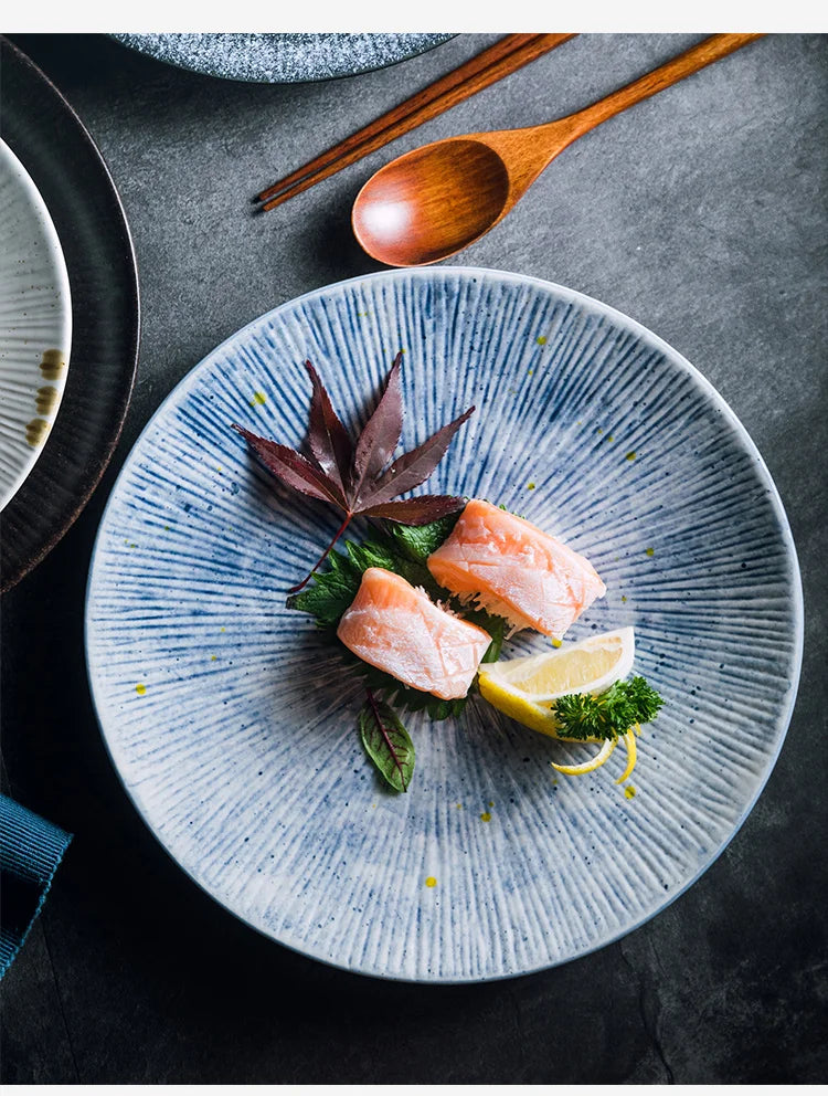 Japanese Style Flat Ceramic Plate – Elegant Dining