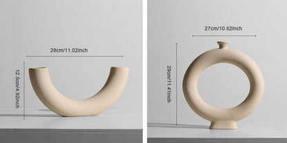 Nordic Minimalist Ceramic Tabletop Vase Ornaments Dried Flower Arrangement Creative Irregular Art Living Room Vases Decoration