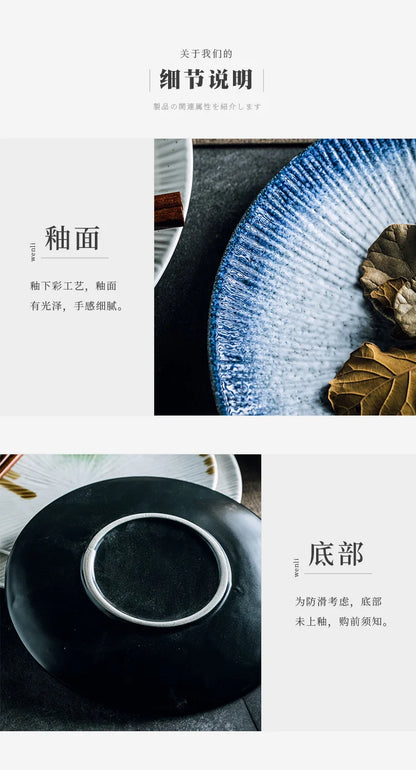 Japanese Style Flat Ceramic Plate – Elegant Dining