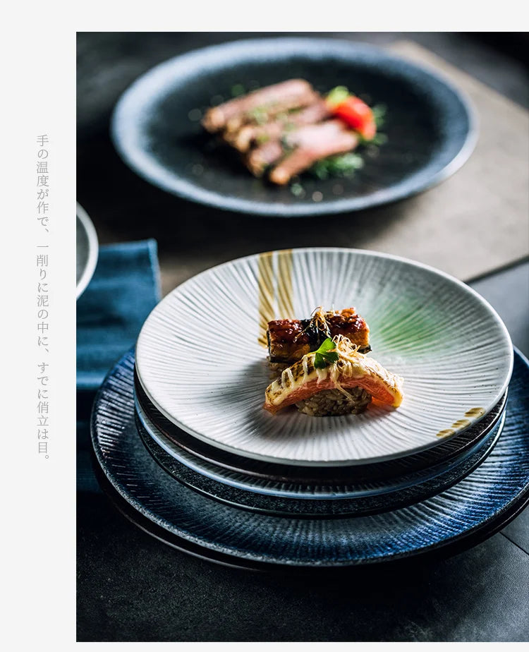 Japanese Style Flat Ceramic Plate – Elegant Dining