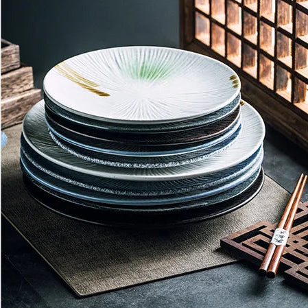 Japanese Style Flat Ceramic Plate – Elegant Dining
