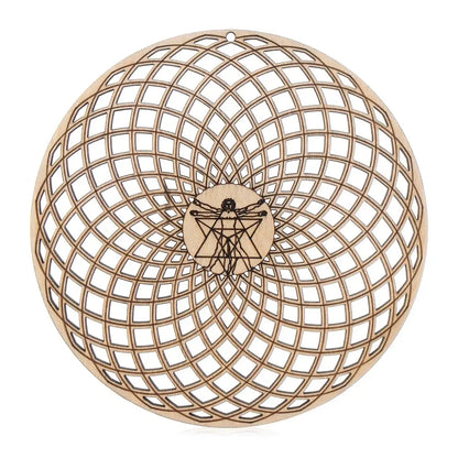 Wooden Wall Art Home Decor Flower Of Life Energy Mat Decorative Boards Crafts Slice Wood Base Coasters Sacred Geometry Ornament