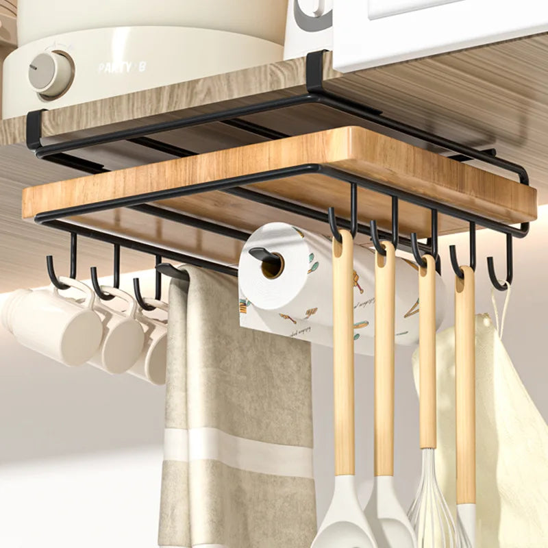 "SpaceSaver Hanging Rack – Sleek Under-Cabinet Storage for Pots, Covers & Kitchen Tools