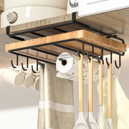 "SpaceSaver Hanging Rack – Sleek Under-Cabinet Storage for Pots, Covers & Kitchen Tools