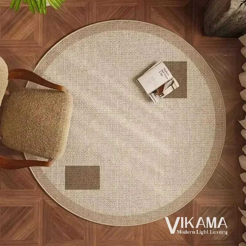 VIKAMA Circular Minimalist Light Luxury Carpet Minimalist Style Sofa Carpet Living Room Home Decoration Washable Floor Mat
