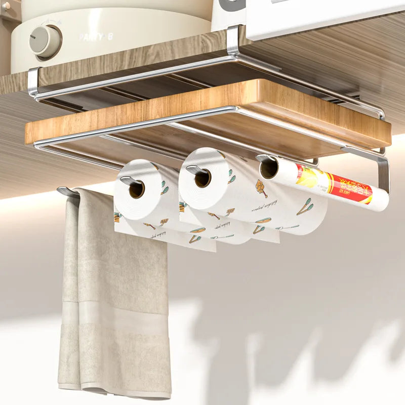 "SpaceSaver Hanging Rack – Sleek Under-Cabinet Storage for Pots, Covers & Kitchen Tools