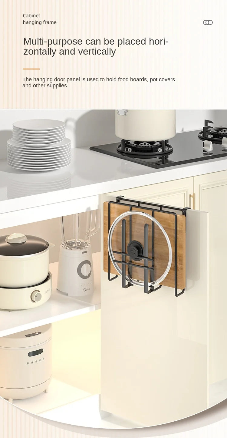 "SpaceSaver Hanging Rack – Sleek Under-Cabinet Storage for Pots, Covers & Kitchen Tools