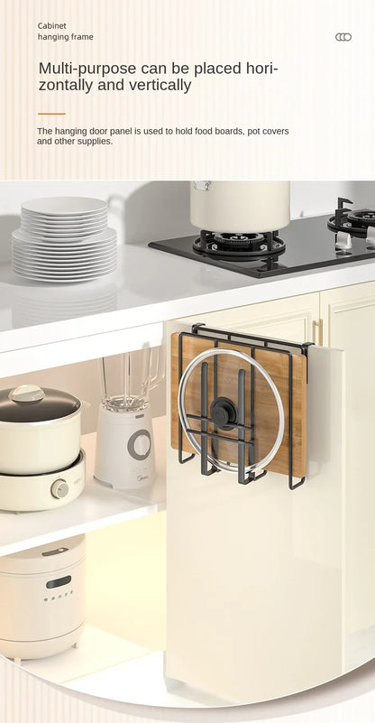 "SpaceSaver Hanging Rack – Sleek Under-Cabinet Storage for Pots, Covers & Kitchen Tools