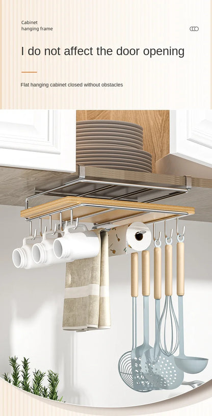 "SpaceSaver Hanging Rack – Sleek Under-Cabinet Storage for Pots, Covers & Kitchen Tools