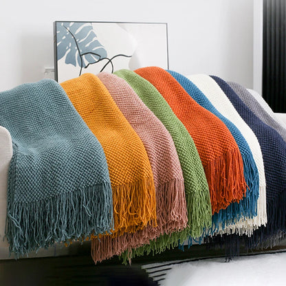 Soft Sofa Blanket Nordic Knitted Blankets Bed Sheet Decor Shawl Sofa Cover with Tassels Scarf Sofa Throw Blanket Drop Shipping