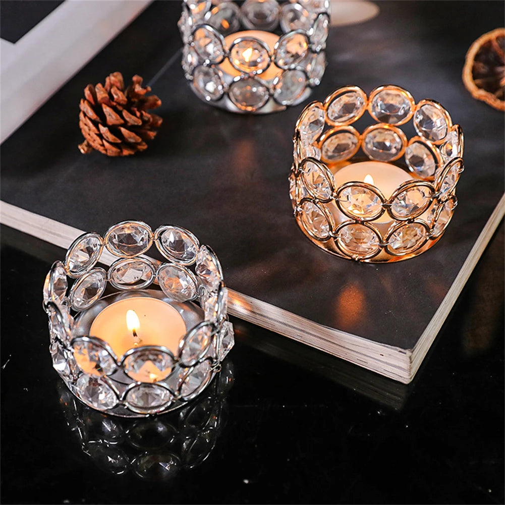 Crystal Tealight Candle Lantern Holders Candlesticks  For Wedding Xmas Party Dinner Table Centerpieces Home Decors