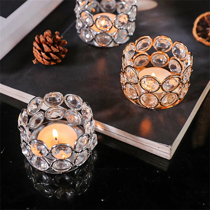 Crystal Tealight Candle Lantern Holders Candlesticks  For Wedding Xmas Party Dinner Table Centerpieces Home Decors