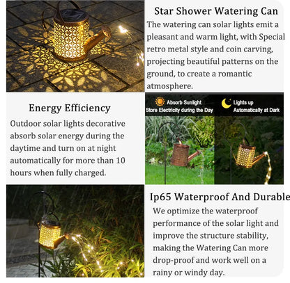 1pc Solar Watering Can with Lights Outdoor Solar Garden Lights Decro Solar Lights Waterproof Hanging Lantern for Yard Patio