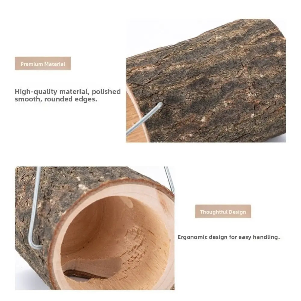 Home Decor Rustic Wood Candlestick Minimalist Decorative Candle Holder Natural with Handle Craft Candelabra Valentine's Day