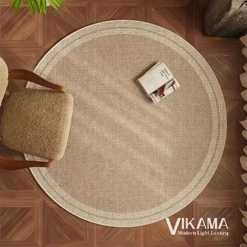 VIKAMA Circular Minimalist Light Luxury Carpet Minimalist Style Sofa Carpet Living Room Home Decoration Washable Floor Mat