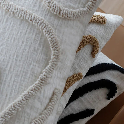45x45 Boho Style Chenille Decorative Throw Pillow Cover Soft Geometric Lines Cushion Covers 3-color Pillowcase Sofa Living Room