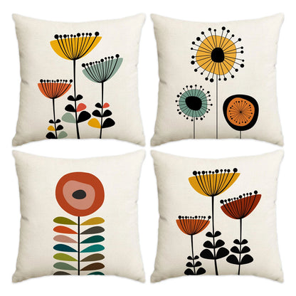 1/4pcs Floral and plant printed pillow cover, Bohemian room living room sofa decoration cushion cover (without pillow core)