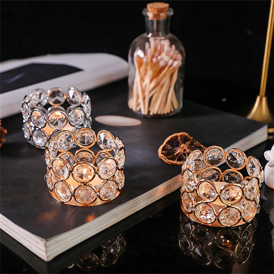 Crystal Tealight Candle Lantern Holders Candlesticks  For Wedding Xmas Party Dinner Table Centerpieces Home Decors