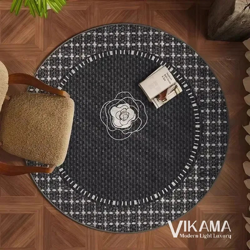 VIKAMA Circular Minimalist Light Luxury Carpet Minimalist Style Sofa Carpet Living Room Home Decoration Washable Floor Mat