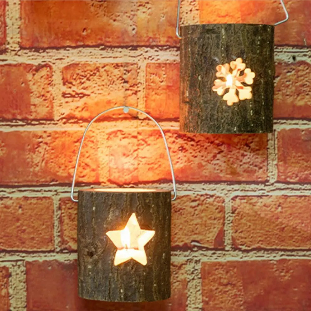 Home Decor Rustic Wood Candlestick Decorative Natural Craft Candelabra with Handle Minimalist Candle Holder Gift