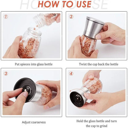 1/2pcs Manual Salt Pepper Grinder Pepper Grinder Salt Grinder Stainless Steel Salt and Pepper Shakers Kitchen Mills Accessories