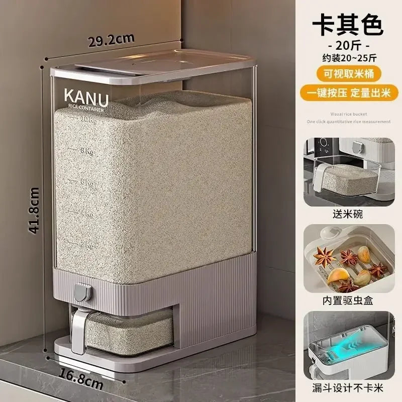 Sealed Rice Storage Container Easy Dispense Kitchen Box