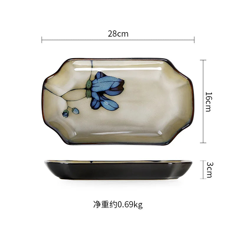 Hand Drawn Mulan Ceramic Plates, Fish Plates, Soup Bowls, Baking Pans, Rice Bowls, Snacks, Creative Retro Round Tableware