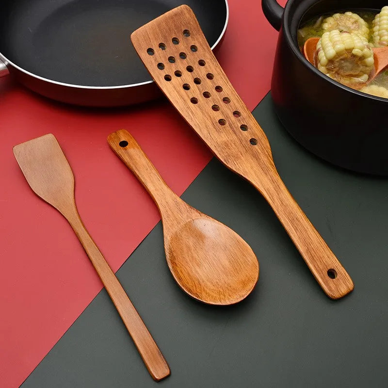 Wooden Kitchen Spatula Rice Ladle Soup Spoon Kitchen Cooking Tools Natural Wood Is Safe And Durable For Home Kitchens