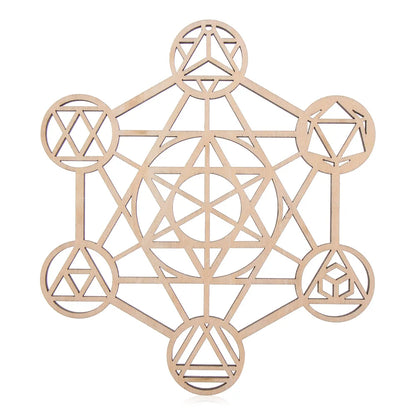 Wooden Wall Art Home Decor Flower Of Life Energy Mat Decorative Boards Crafts Slice Wood Base Coasters Sacred Geometry Ornament