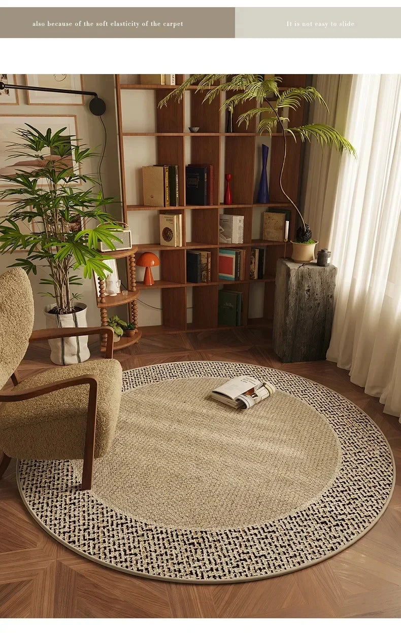 VIKAMA Circular Minimalist Light Luxury Carpet Minimalist Style Sofa Carpet Living Room Home Decoration Washable Floor Mat