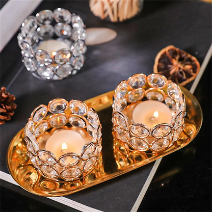 Crystal Tealight Candle Lantern Holders Candlesticks  For Wedding Xmas Party Dinner Table Centerpieces Home Decors